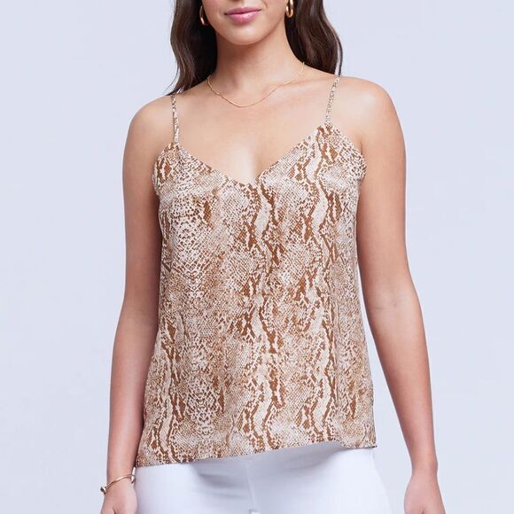 NWT L’AGENCE - JANE SPAGHETTI STRAP TOP - NEUTRAL MULTI COBRA Large - Picture 1 of 13